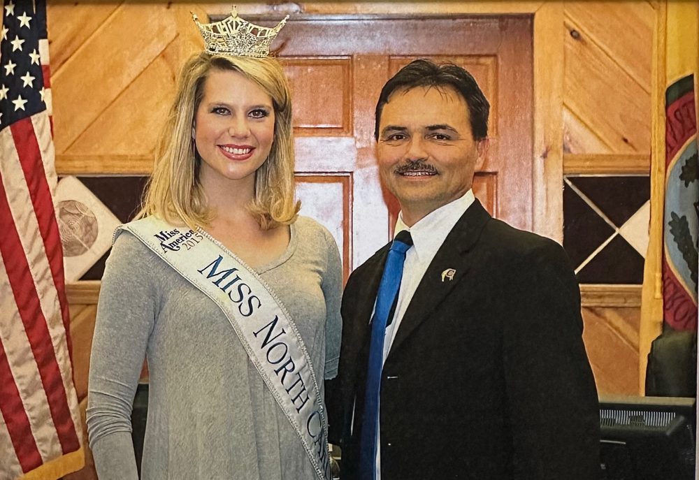 Chief Lambert with Miss North Carolina in the Chief's office