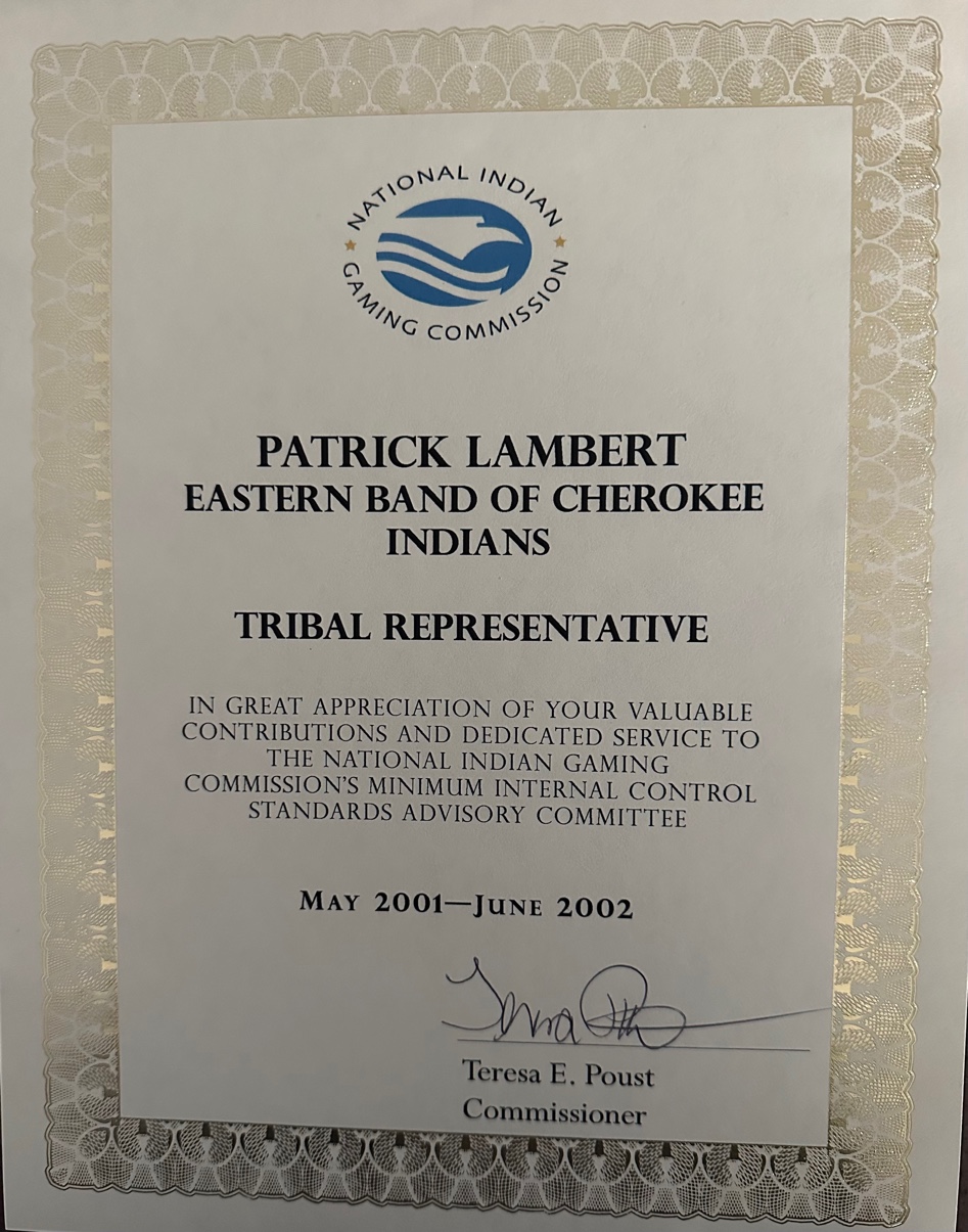 National Indian Gaming Commission MICS certificate